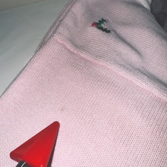 Quacker Factory LG Pink Playful Cat Christmas Light Holiday Sweater Cardigan Top - Picture 9 of 9